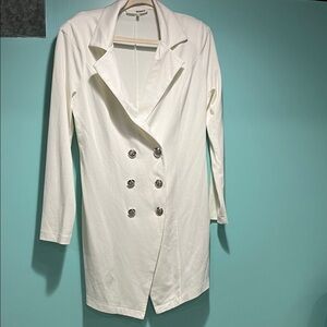 Monaco dress White Double-Breasted Trench Coat blazer dress XL